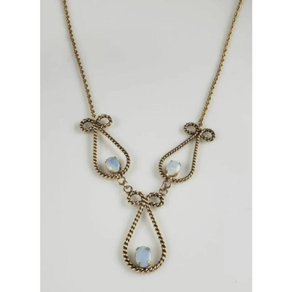 Vintage 1940s1950s Necklace 12Kt GF Gold Filled Opal Pendant